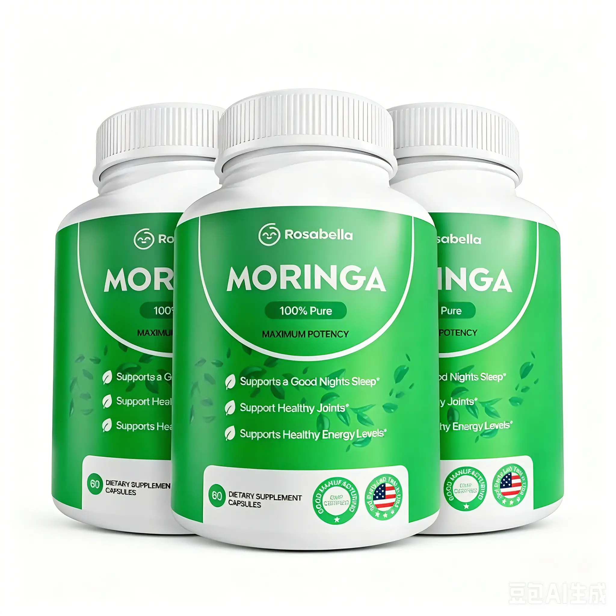 3x Rosabella Moringa Capsules (800mg) for Immune Support, Gut Health & Vitamins
