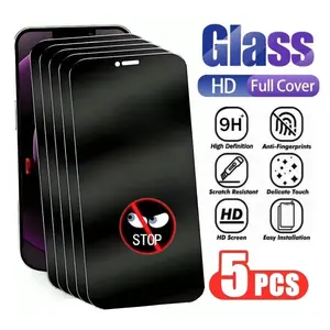 Privacy Screen Protector for iPhone 15 14 13 12 11 Pro Max XS Max, 5 Pack Full Coverage Anti-Spy Tempered Glass Accessories