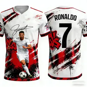 Cristiano Ronaldo #7 Soccer Jersey, 3D Print Football Shirt, Men Women Kids Fan Tee