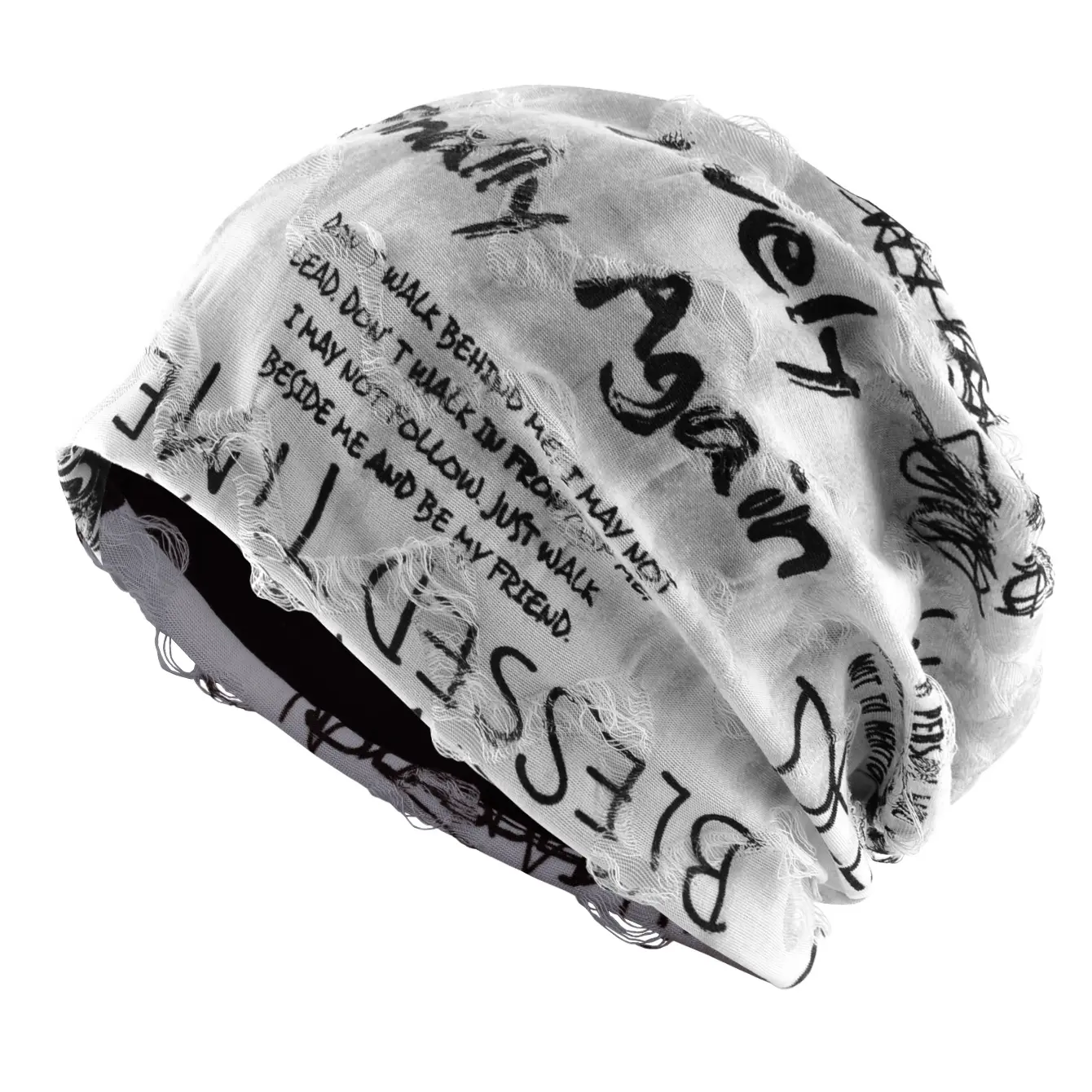 Unisex Adult Lightweight Slouchy Polyester Blend Beanies - Grunge Frayed Edge, Distressing, Relaxed Fit, Thin Soft Breathable Fabric, Solid Color, Graphic, for Bike Rides, Outdoor Walks, Sports & Casual Hangouts