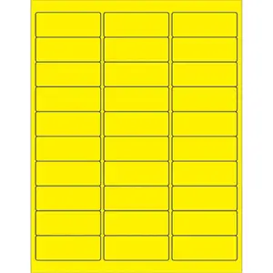 Box Partners LL173YE Self Adhesive Sticky Laser Labels for Printers, 2.63 x 1 in. Fluorescent Yellow Rectangles - Pack of 3000, Self Adhesive Label