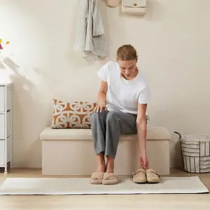 30”/43” Foldable Storage Ottoman Bench for Bedroom & Entryway, Large End of Bed Storage Chest with Padded Seat, Supports 300lbs #StorageOttoman