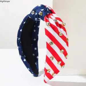 Women's Sporty Sports Headbands - 4th of July American Flag Patriotic Rhinestone Sequin Stars-Stripes Hair Accessory for Independence Day Outfits, 4th of July Accessories