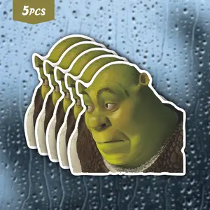 5Pcs Relatable Shrek Meme Waterproof Vinyl Sticker, Self-Adhesive Decal, Car Decals, Suitable For Water Bottles, Laptops, Cars, Tablets, Ideal For Humor Fans, Sarcastic Personality Seekers And Cartoon Movie Lovers