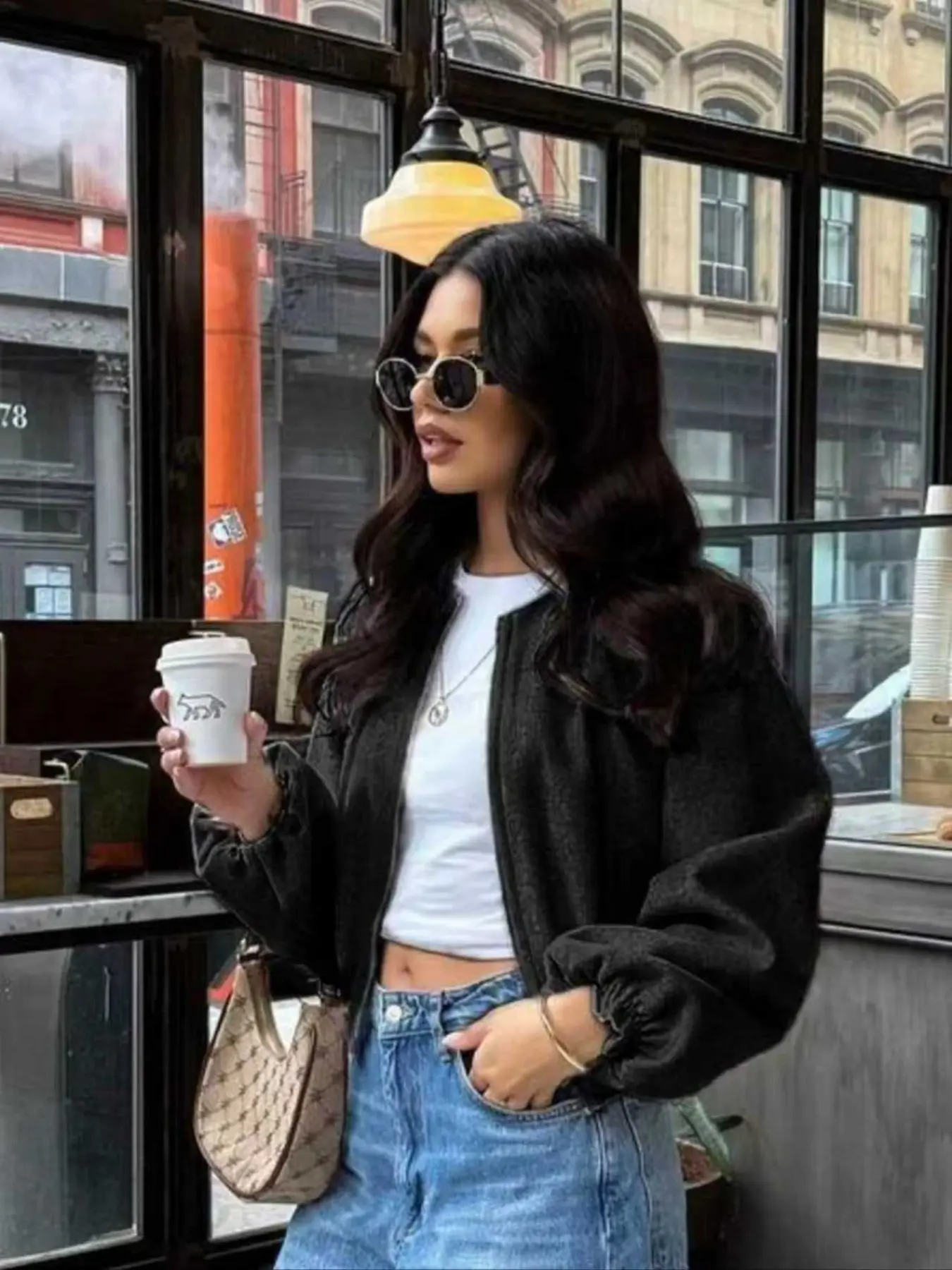 Women's Fall Winter Jacket, Soft Solid Color with Pockets, Zipper Long Sleeve Casual Bomber Coat, Stylish Outerwear for Cold Weather