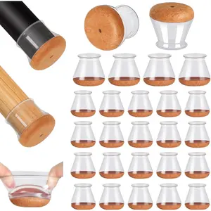 24 count Chair Leg Floor Protectors, Silicone Chair Leg Protectors Caps Covers for Hardwood Floors, Furniture Pads Sliders with Wrapped Felt Bottom Medium (Fit:0.76"-1.18")