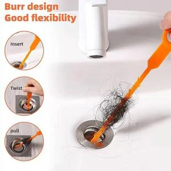 【FaddishDeal】5pcs Hair drainage tools, bathroom pipe unclogging tools, sewer plastic pipe cleaners, drainage tools, kitchen sink hoses Barbed Snake