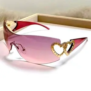 Purple Powder Luxury Heart Sunglasses for Women