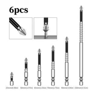 2025 Upgrade Strong Magnetic Anti-Slip K5 Screwdriver DrillBit Set – 6-Piece (25-150mm) | No More Dropped Screws!