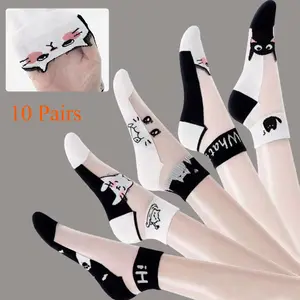 10pairs Women’s Summer Thin Sheer Glass Silk Mid Calf spring sock comfort