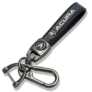 Acura Leather Keychain – Premium Key Fob Holder for RDX, MDX, TLX, ILX, Integra & All Acura Models | 360° Rotating Screw-Free Metal Car Key Strap, Heavy-Duty Leather Keychain | Automotive Gift for Men & Women