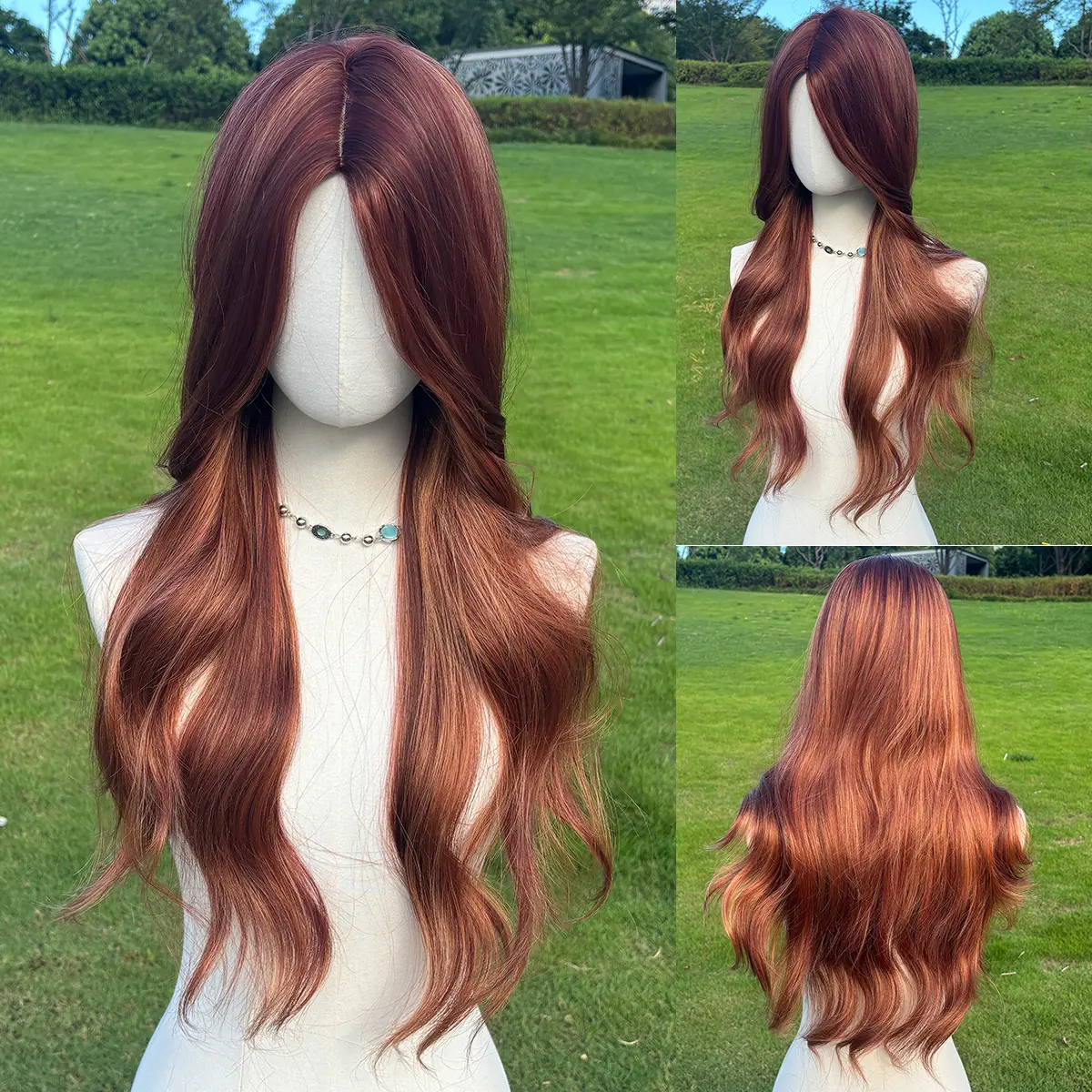 SMILCO/28Inch Highight Copper With Brown Long Wave Synthetic Wig #Summervibes SM536 SMILCO/28Inch Highight Copper With Brown Long Wave Synthetic Wig #Summervibes SM536