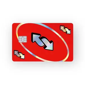Uno Reverse Funny Card Small Chip Holographic Credit Card Decal Sticker Card Skin Vinyl Sticker Card Cover Red Uno Blue Uno Light Pink Uno pop culture