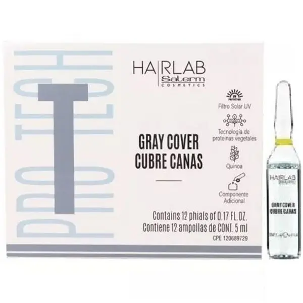 SALERM Gray Cover Ampoules, PACK 12 x 0.17 fl.oz., Hair Dye Additive with Aqua Base, Deodorizing Pleasant Scent, Max Coverage for Stubborn Grays, Penetration Boost & Liquid Color Protection, Haircare Product,, Aqua (Water/Eau), Covers Gray Hair