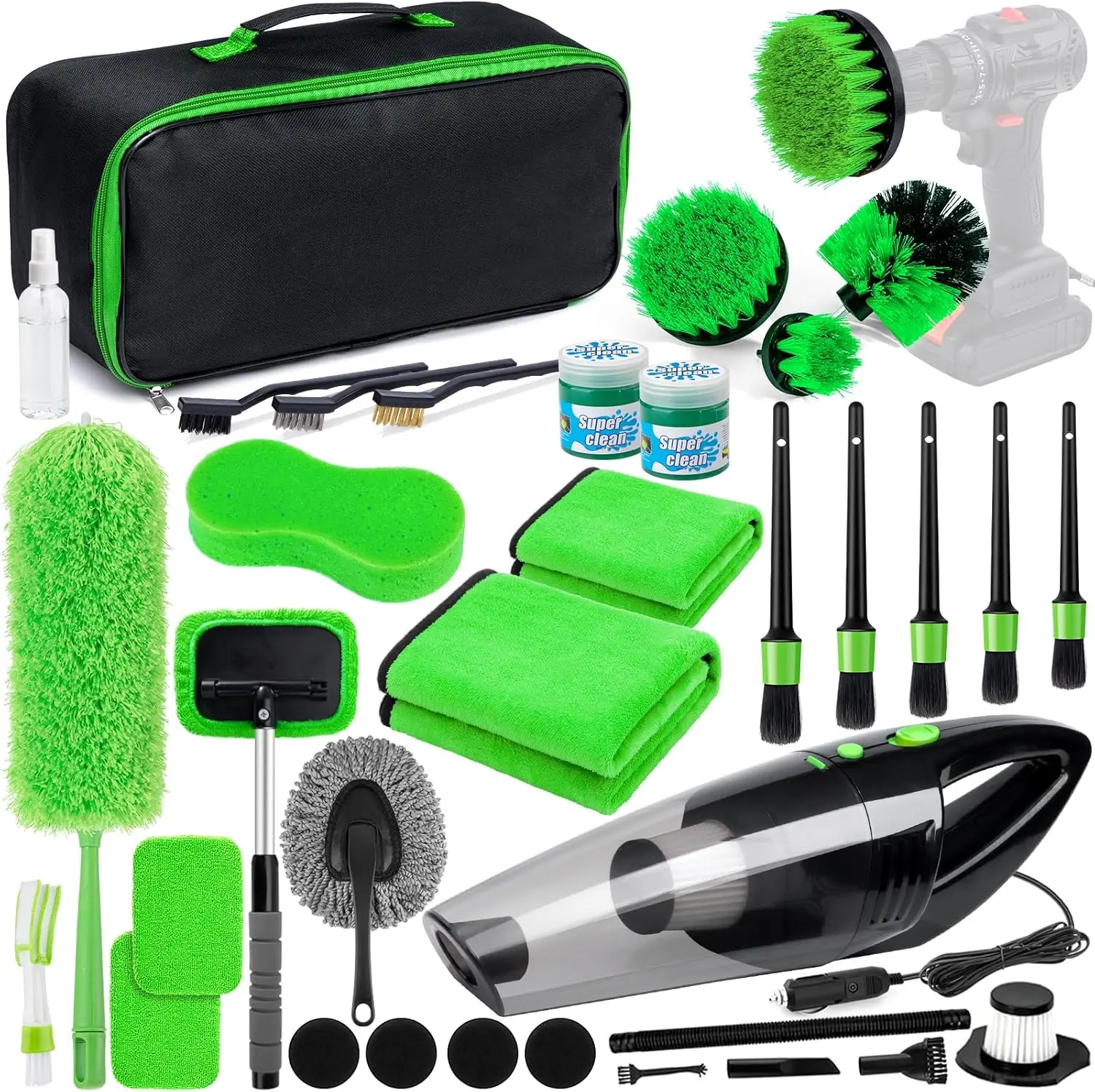 35Pcs Set of Lightweight, Portable Handheld Vacuum Cleaners: Car Accessories, Car Cleaning Kits, Surface Cleaners, Windshield Cleaning Tools, Interior Brush Sets—Perfect Car Gifts for the Whole Family