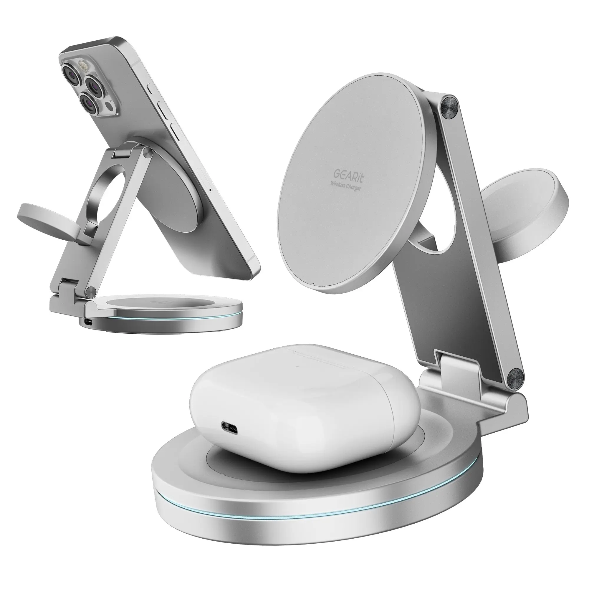 GEARit 3-in-1 15W MagSafe Wireless Charger Station Charging Magnetic