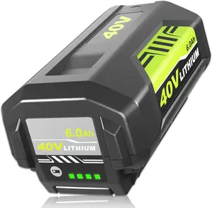6.0Ah OP40602 Battery Compatible with Ryobi 40V Battery Lithium ion OP4060A1 OP40602 OP4075A OP40201 OP4040 OP40404 with LED Indicator Power Tools