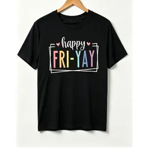 Happy Friday Teacher Shirt Women Happy Friyay T Shirt for Teachers Funny Friday Weekend Holiday Vacation Tee Tops