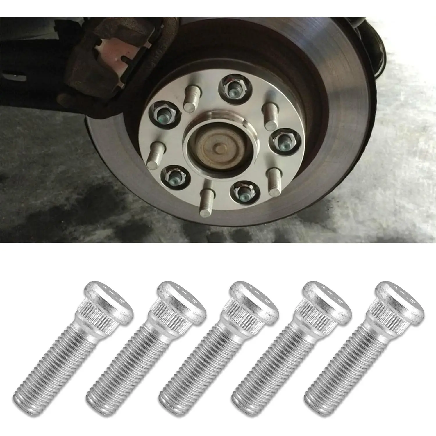5PCS Steel M12x1.5 Car Wheel Studs - Corrosion-Resistant, Easy-to-Install Lug Bolts for Secure Wheels, Tire Mounting, OEM Replacement for Toyota Sienna Avalon Echo, Lexus ES350 GS400, Chevy Scion Pontiac (Replaces OEM #90942067 #90942-02037)