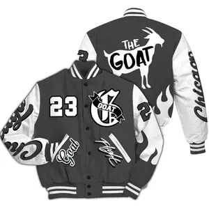 GOAT Flight Varsity Jacket Unisex, Basketball Graphic Streetwear, All Over Print Bomber Coat, Trendy Statement Outfit Gift Idea