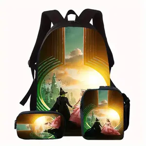 Wicked 3pcs Large Capacity Oxford Cloth Travel Bag with Laptop Compartment, Unisex School Backpack with Pencil Case and Lunch Box, Hand Wash - Everyday Commuter Bag for Men and Women, Daily Commute Bag |   Stylish Backpack |   Oxford Cloth Ba