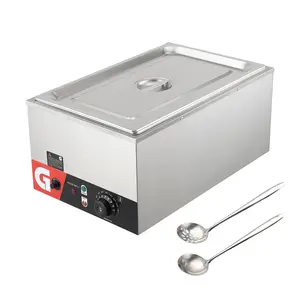 GARVEE Commercial Food Warmer - 1200W Electric Steam Table, Professional Countertop Stainless Steel Buffet Bain Marie, 86-185°F Temp Control, Dry or Water Heating, Ideal for Catering and Restaurants