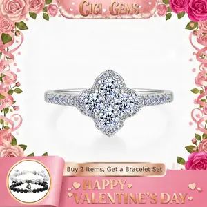 CICI GEMS 1.3CT Moissanite Ring Lucky for Women D VVS1 18K Gold Plated Lab-Created Hypoallergenic Promise Ring Wedding Engagement Anniversary Gift Fine Jewelry R021