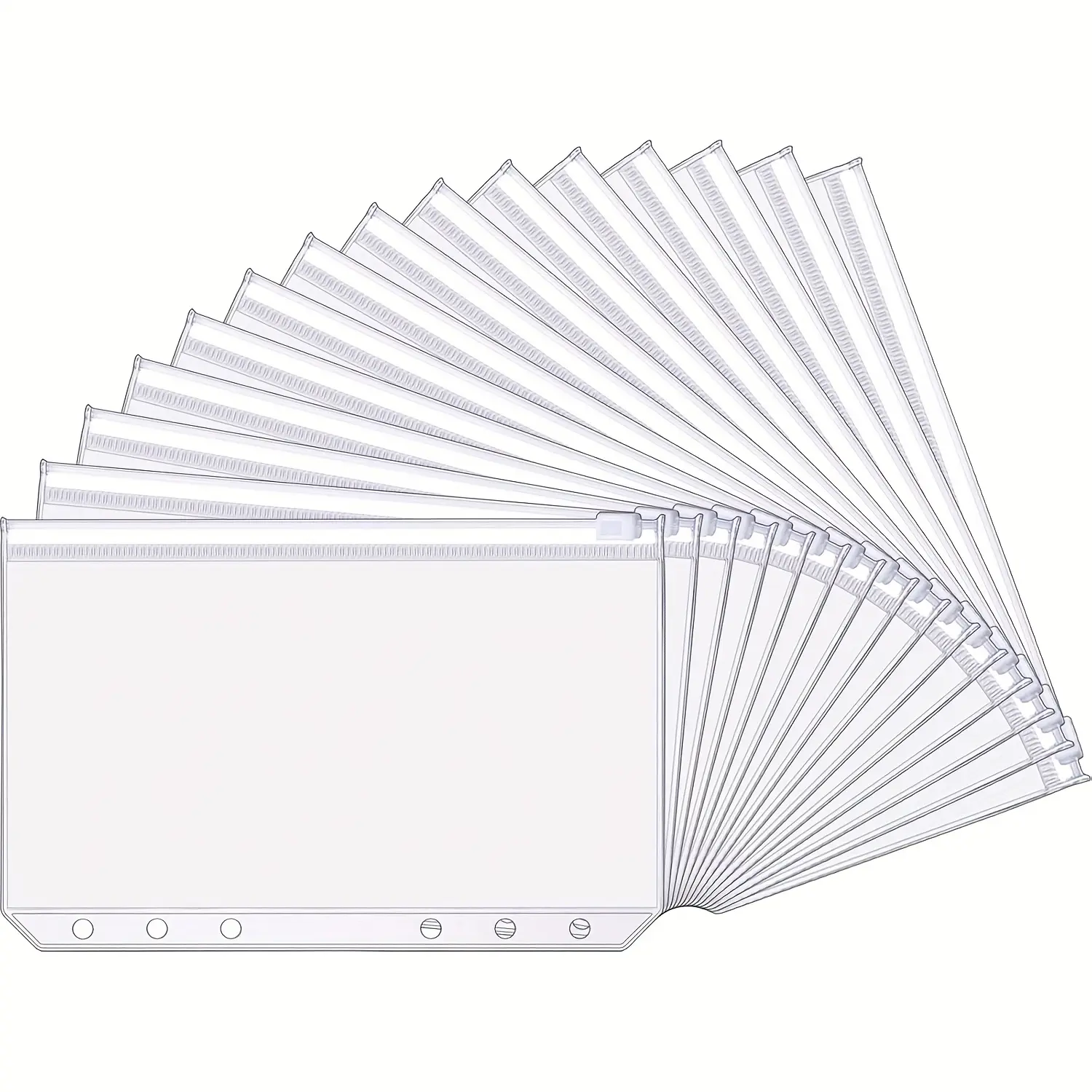 15 A6 6-ring binder budget cash envelopes transparent zipper file folders refillable pockets waterproof PVC document bags file pouches Office Accessories refillable pockets Cash Storage Binder suitable for 6-ring binders