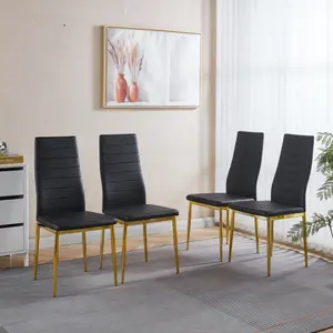 ARCH chair  set of 4,GOLDEN COLOR LEG,BLACK SEAT