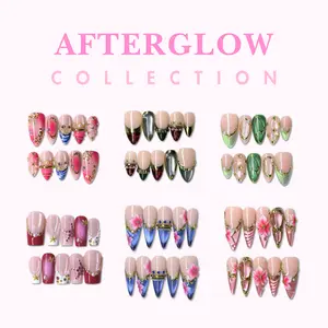 NailPhoria AFTERGLOW COLLECTION - SUMMER Handmade Press-On Nails | Reusable, Salon-Quality, Long-Lasting, Glossy Design
