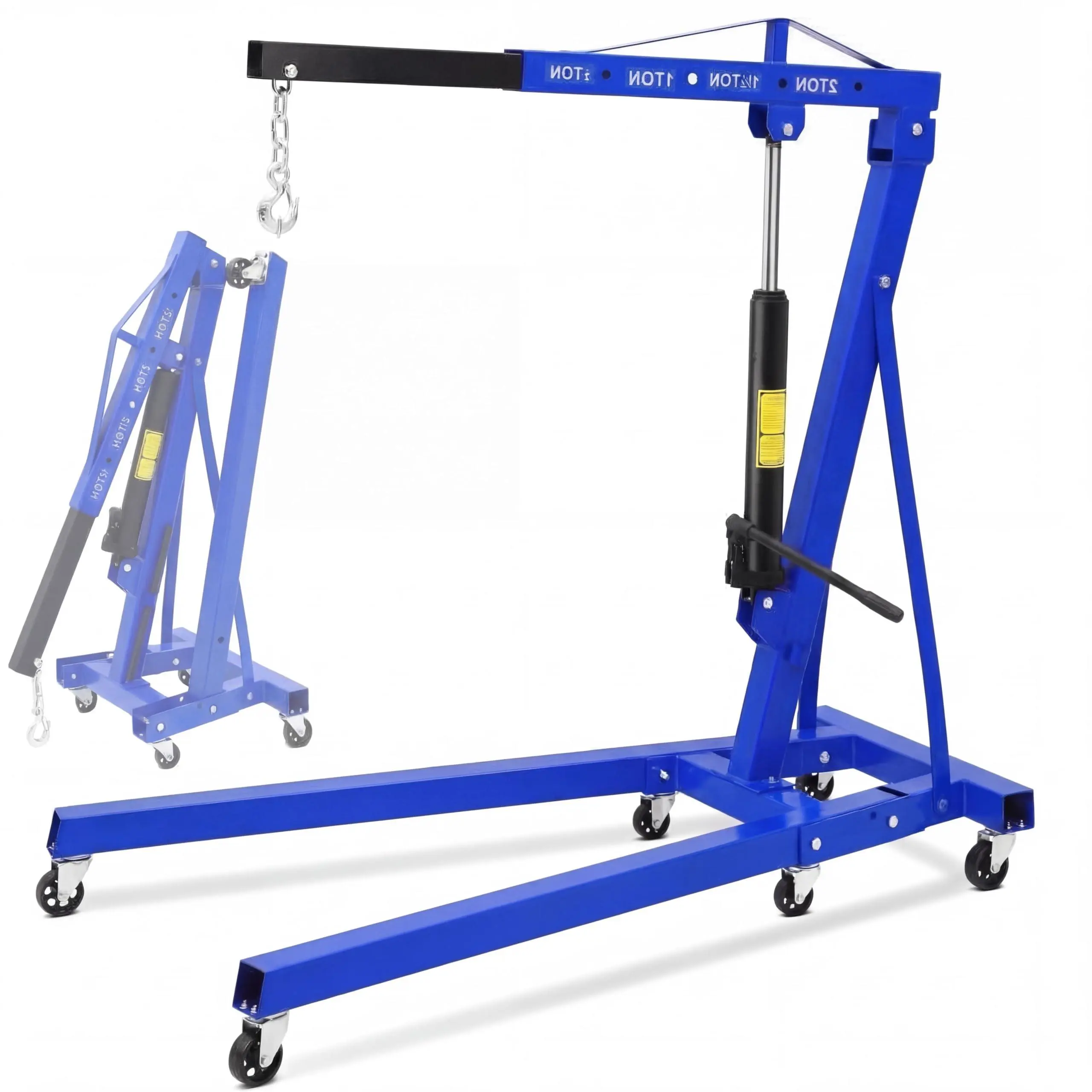 2 Ton Engine Hoist Foldable Cherry Picker - Heavy Duty Hydraulic Engine Lift, Automotive Garage Engine Crane