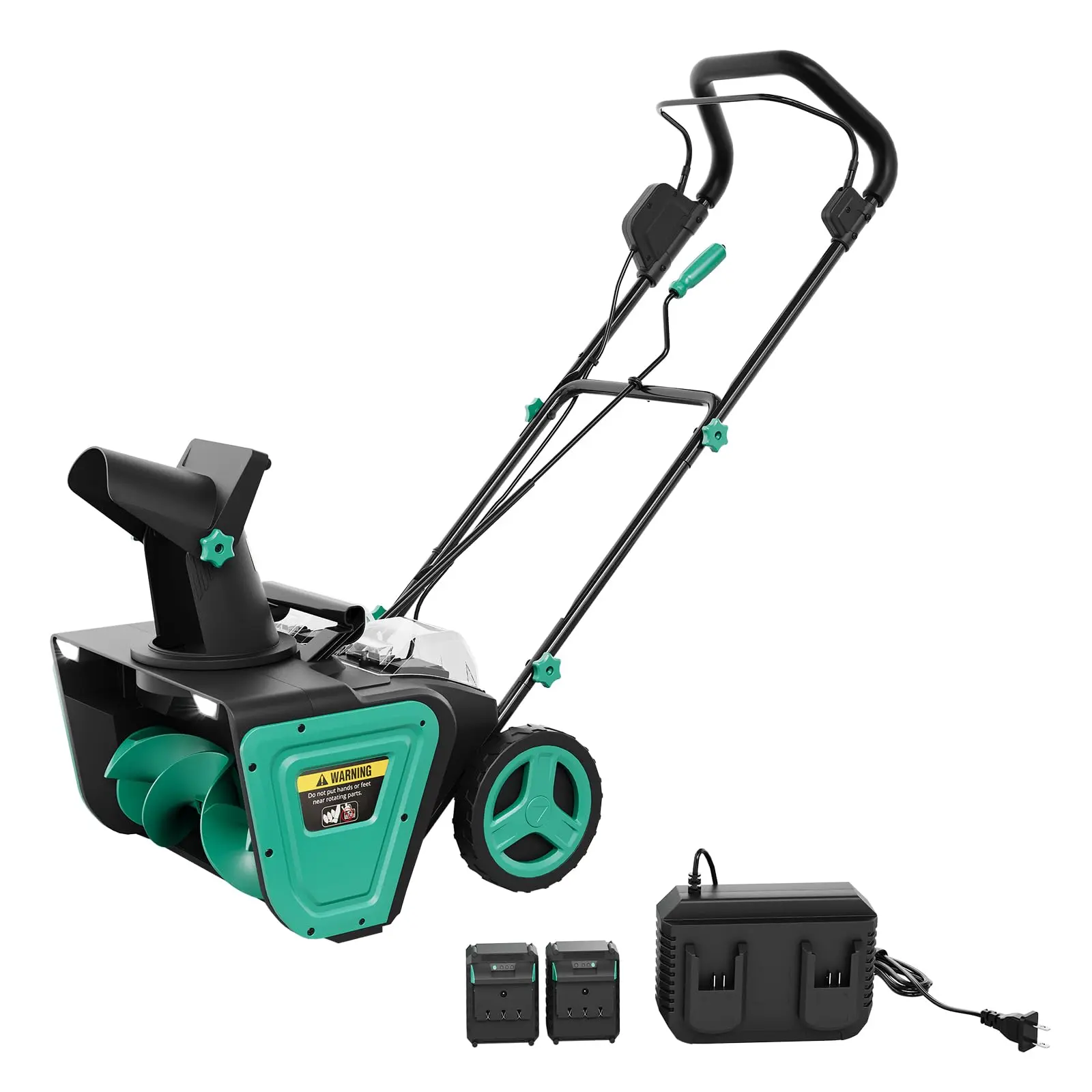 GARVEE 40V 20-Inch Heavy Duty Cordless Snow Blower with Brushless Motor, 2 Lithium Ion Batteries (4 Ah), Charger, Adjustable Handle, LED Headlights for Efficient Snow Removal, Portable