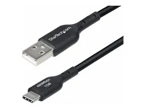 StarTech 6in 15cm USB-A to USB-C Charging Cable Charge & Sync 3A USB 2.0 TPE Jacket Black USB Charging Cord USB2AC6INCHBK