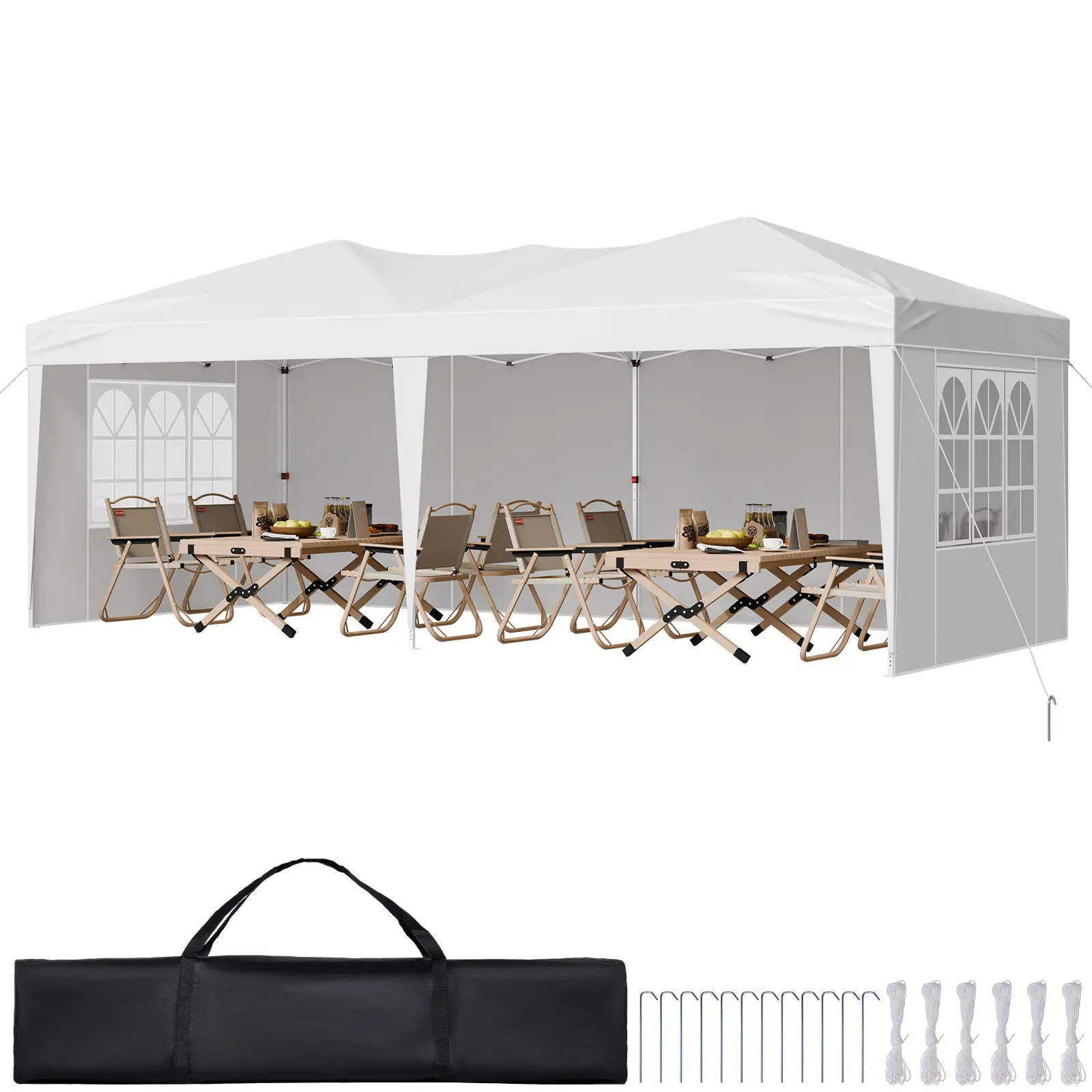 VEVOR 10x20 FT Rectangular Gazebo Tent, Instant Pop-Up Canopy Tent with 3 Sidewalls & 2 Ventilated Windows, Height-Adjustable Sunshade Shelter for Events, Patio, Sunshade Tents, Adjustable Sun Shade Tents,toolupgrade
