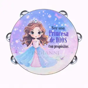 Personalized Princess of God Tambourine Synthetic Leather Non-Slip Grip Metal Cymbals Handheld Percussion Instrument for Pleasant Sounds