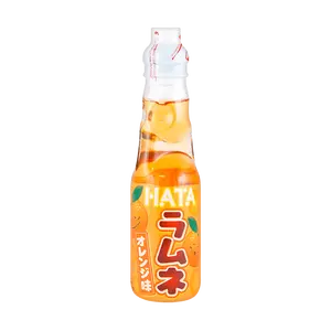 HATAKOSEN Japanese Ramune Soda Orange Flavor - 200ml Glass Bottle, Unique Marble Cap Drink for Refreshment & Fun