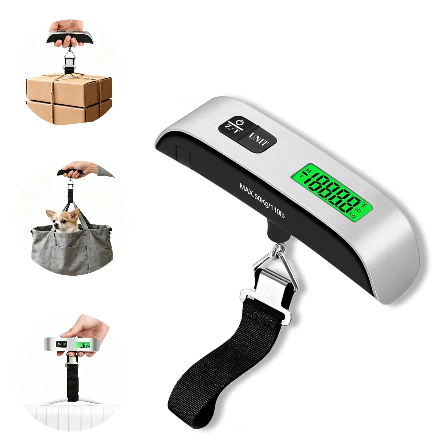 Digital Luggage Scale, Electronic Luggage Scale, Pet Scale for Accurate Weighing, 110lbs Hanging Baggage Scale with Backlit LCD Display for Luggage, Fishing & Parcels, Portable Suitcase Weighing Scale, Travel Luggage Weight Scale