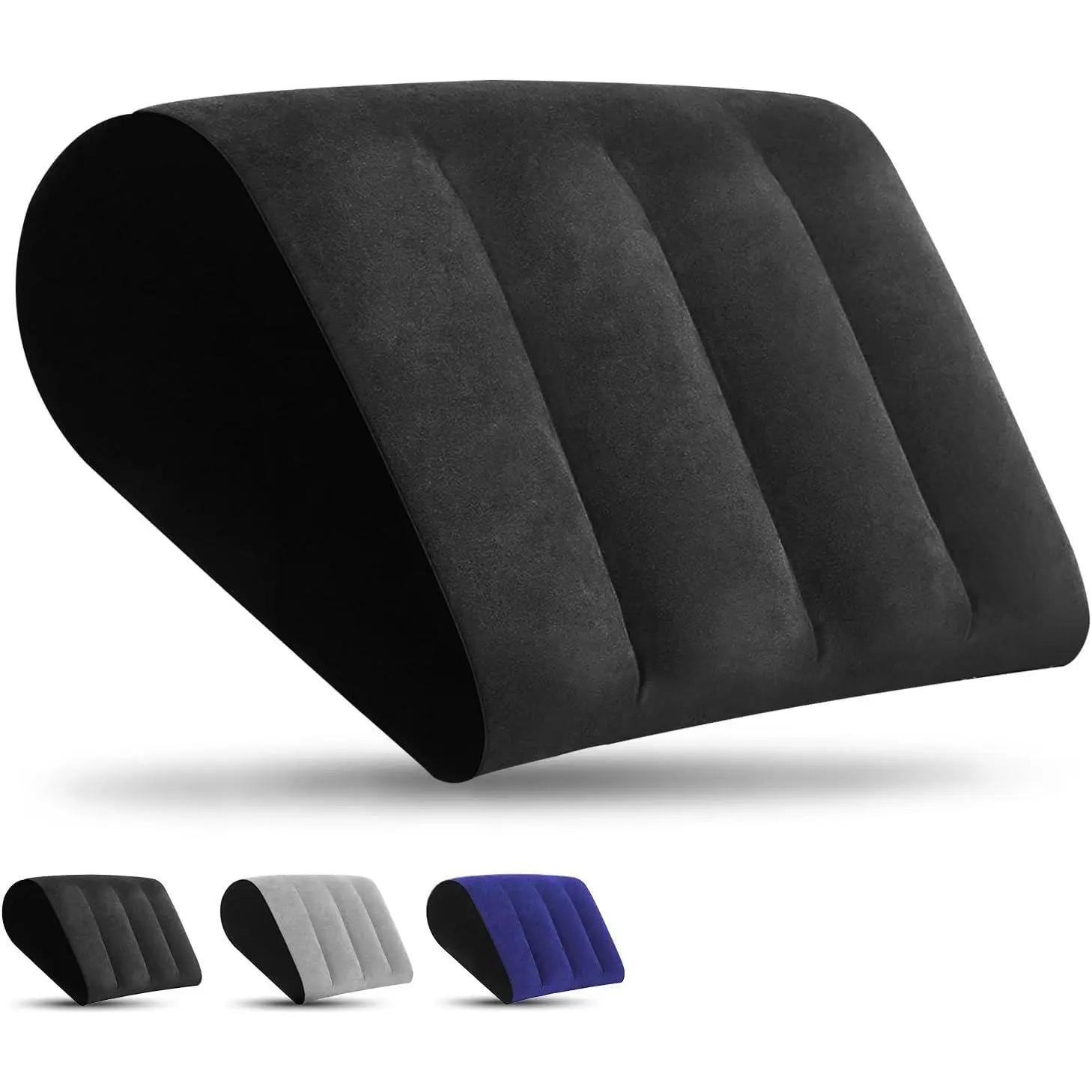 PVC Flocking Inflatable Wedge Pillow - Solid Body Positioner for Back Pain Relief, Acid Reflux Relief, Leg Elevation - Portable Cushion with Easy Deflation for Disabled, Bedridden People, Camping, Elderly, Beach, Quick Inflation, Health Support
