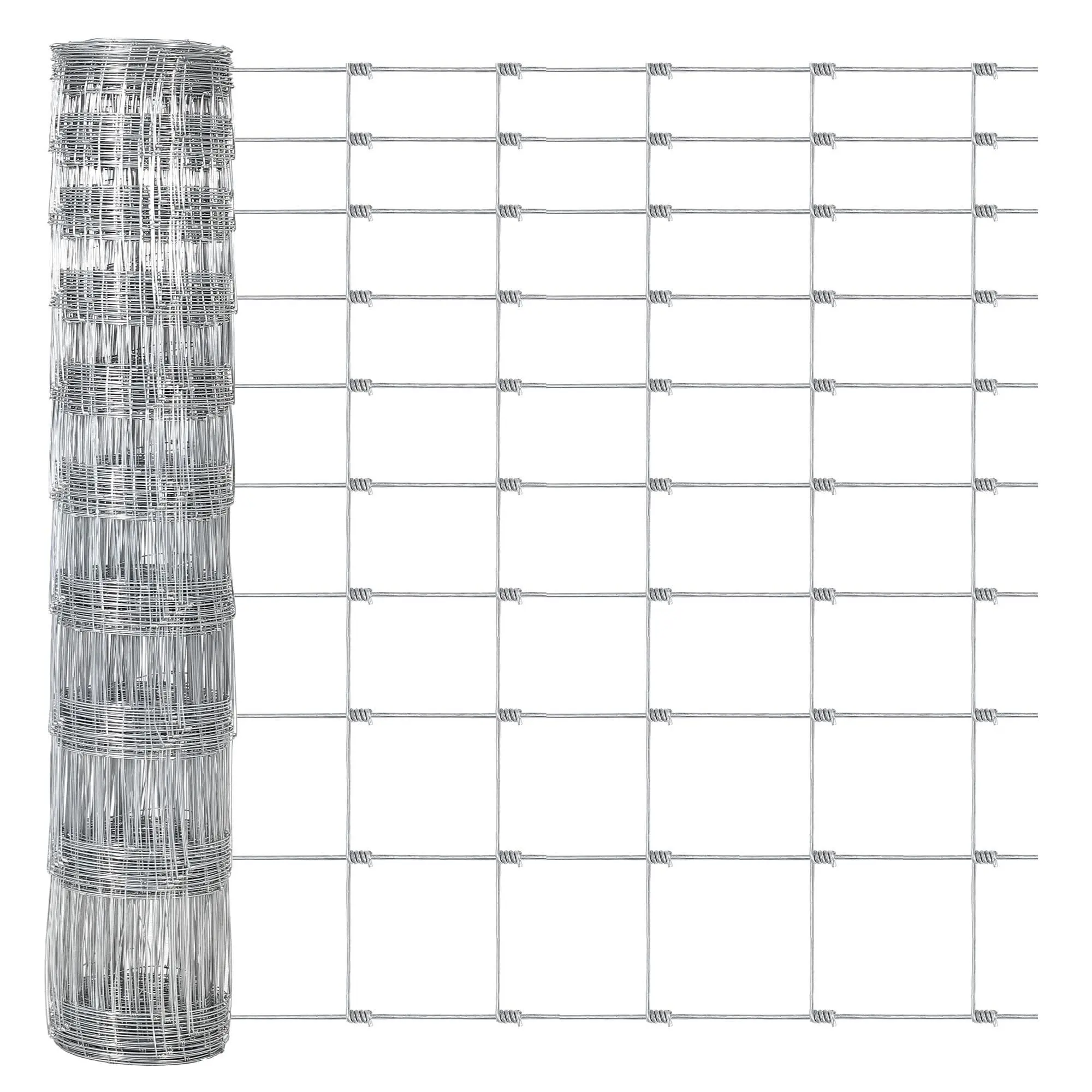 Heavy-Duty Galvanized Wire Livestock Fence - Durable Metal Mesh for Cattle, Goat & Deer Protection - Corrosion-Resistant Farm & Yard Barrier - Fencing Roll, Size: 6ft x 100ft, Galvanized Steel, 6X100ft