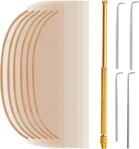 11 Pieces Wig Making Kit Including 6 Swiss Lace Net and Brass Ventilating Holder with 4 Ventilating Needles Wig Kit for Lace Front Wigs for Beginners(Light Brown)