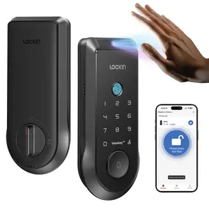 Lockin Veno Smart Lock with Palm Vein, Keyless Entry Smart Locks for Front Door with Doorbell, Fingerprint Lock Built-in WiFi, App Remote Control, 7-Month Battery Life, IP65 Waterproof