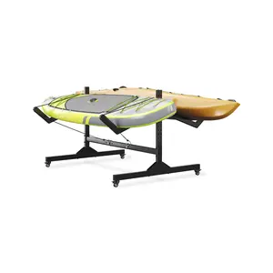 Freestanding Kayak Storage Rack for 2 Kayaks , Heavy Duty Outdoor Rack with Lockable Wheels, 175LB Capacity, Adjustable Arms, Fits Canoe SUP Surfboard , Garage Boathouse Dock,summerwins