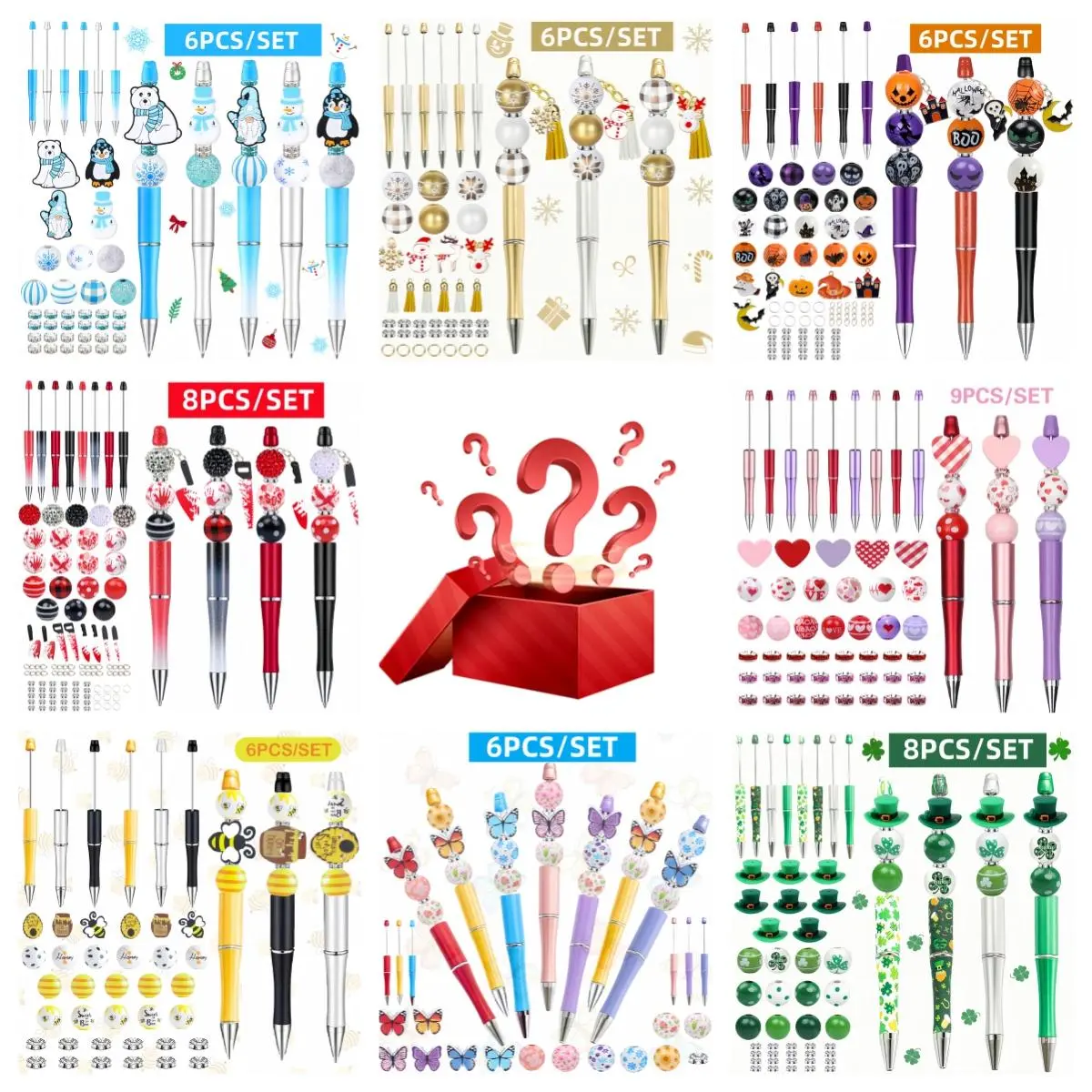 Back to School DIY Craft Bead Pen Kit - Surprise Blind Box，Beads &Pens, Aesthetic Pens, Creative Gift for Students, Office Workers, Craft Lovers, Party Birthday Supplies, Beaded Pen, Unique Pens, Bedazzling Pen