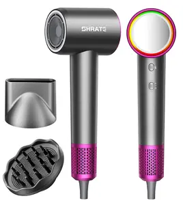 SHRATE Ultra-Fast Hair Dryer with 500 Million Negative Ions Magnetic Diffuser 1400W Power 160000 RPM Low Noise 5X Faster Drying Portable Lightweight Ergonomic Design | High Speed Fast Drying, Frizz Control & Smoothing