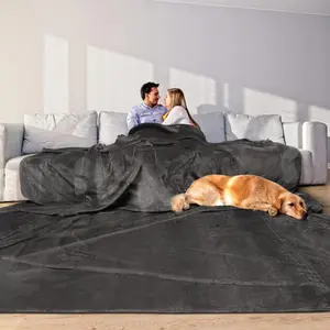 Blanket 120x120 Inches, Giant Huge Companion for Bed, Sofa,Travel and Camping,  Big Soft Blanket Fits The Whole Family and Outdoors, Dark Grey 10'x10'