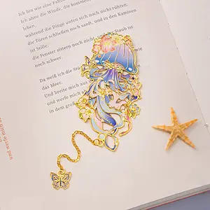 Mermaid Themed Metallic Bookmark with Chain Tassel, Book Accessories, 1 Count Hollow Out Bookmark, Book Page Marker for Home School Office Dormitory
