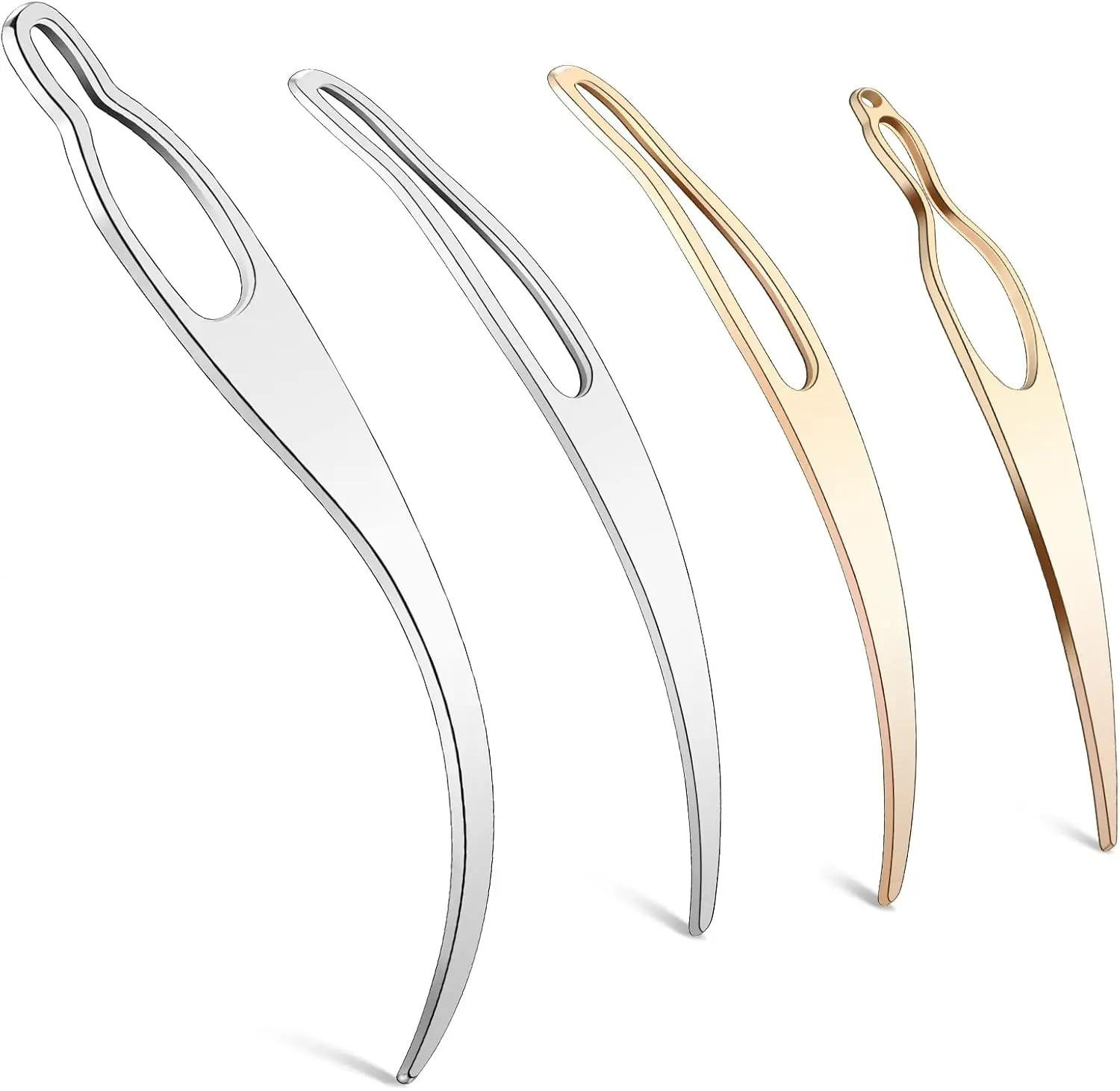 4-Count Smooth Handle Metallic Sisterlock Retightening Tool, Aircrafting Hair Dreadlock Crochet for Loc Maintenance & Hair Extensions Styling