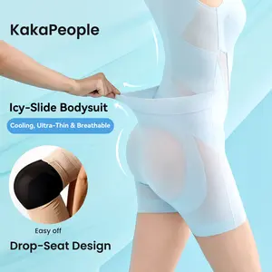 (KakaPeople Icy-Slide Bodysuit) Tummy Control Butt Liftter Faja Shapewear Ultra Thin Breathable Cooling Shapewear Bra Free Tummy Control Butt Lifter Seamless Body Shaper For Summer