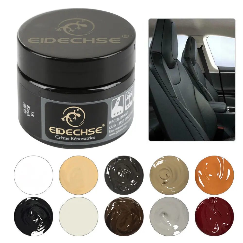 Portable Black 50g Cream Form Leather Repair Filler - High-Quality Non-Toxic Household Refurbishment Solution for Car Seats, Sofas (3-Year Shelf Life, Scratches, Scuffs, Holes, Rips) with Oil Painting Brush, 50ml Option Available, Suitable for Luggage, Le