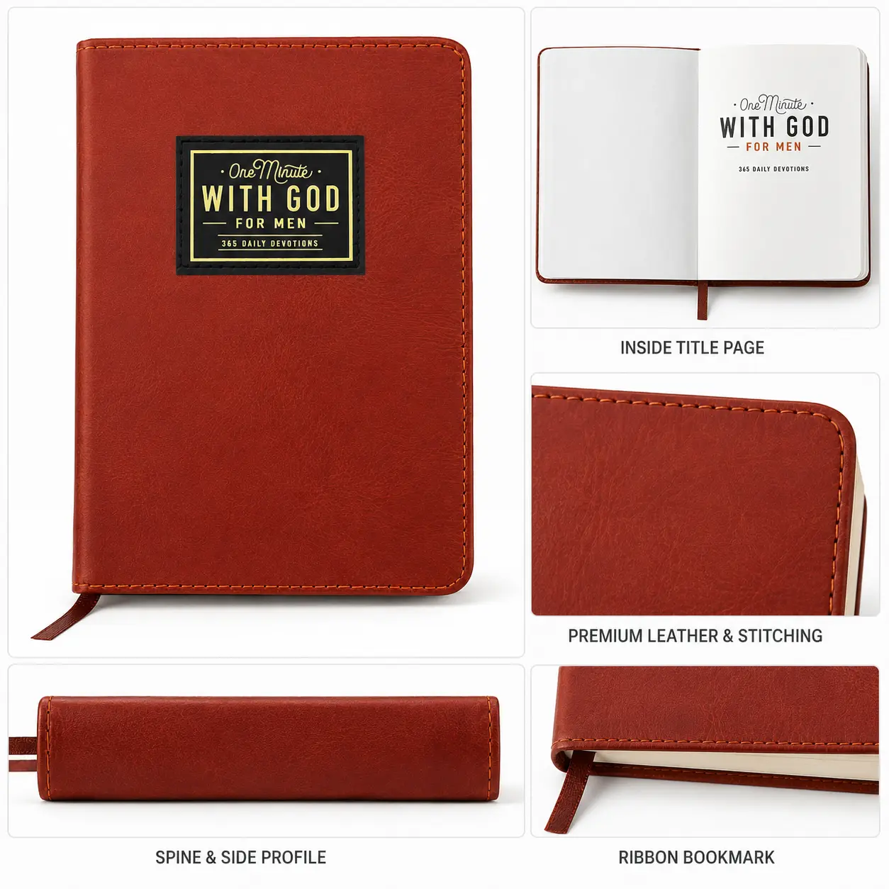 A6 Faux Leather Pocket Notebook - 365 Daily Reflection & Morning Writing Planner, Compact Office Stationery, Inspirational Gift for Men